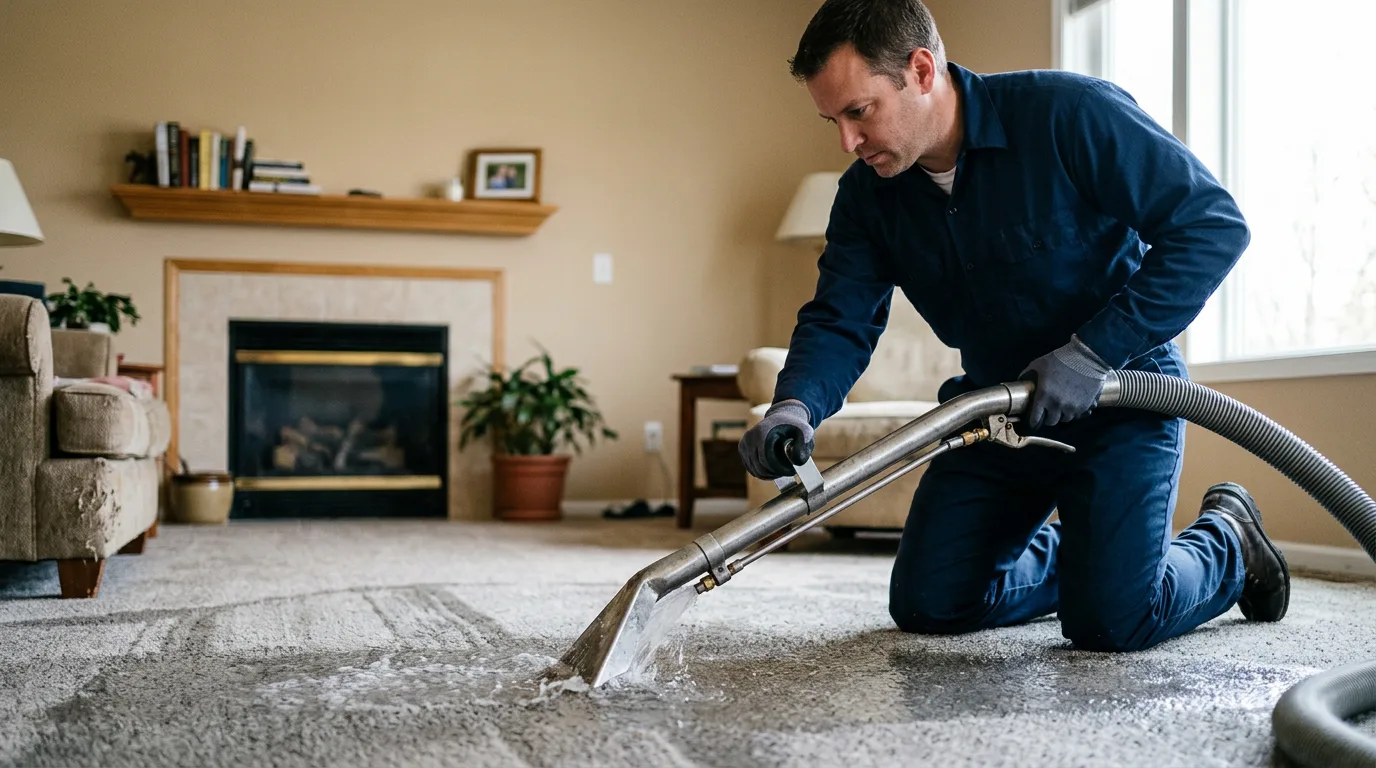 Water damage restoration technician working near Newton, NJ